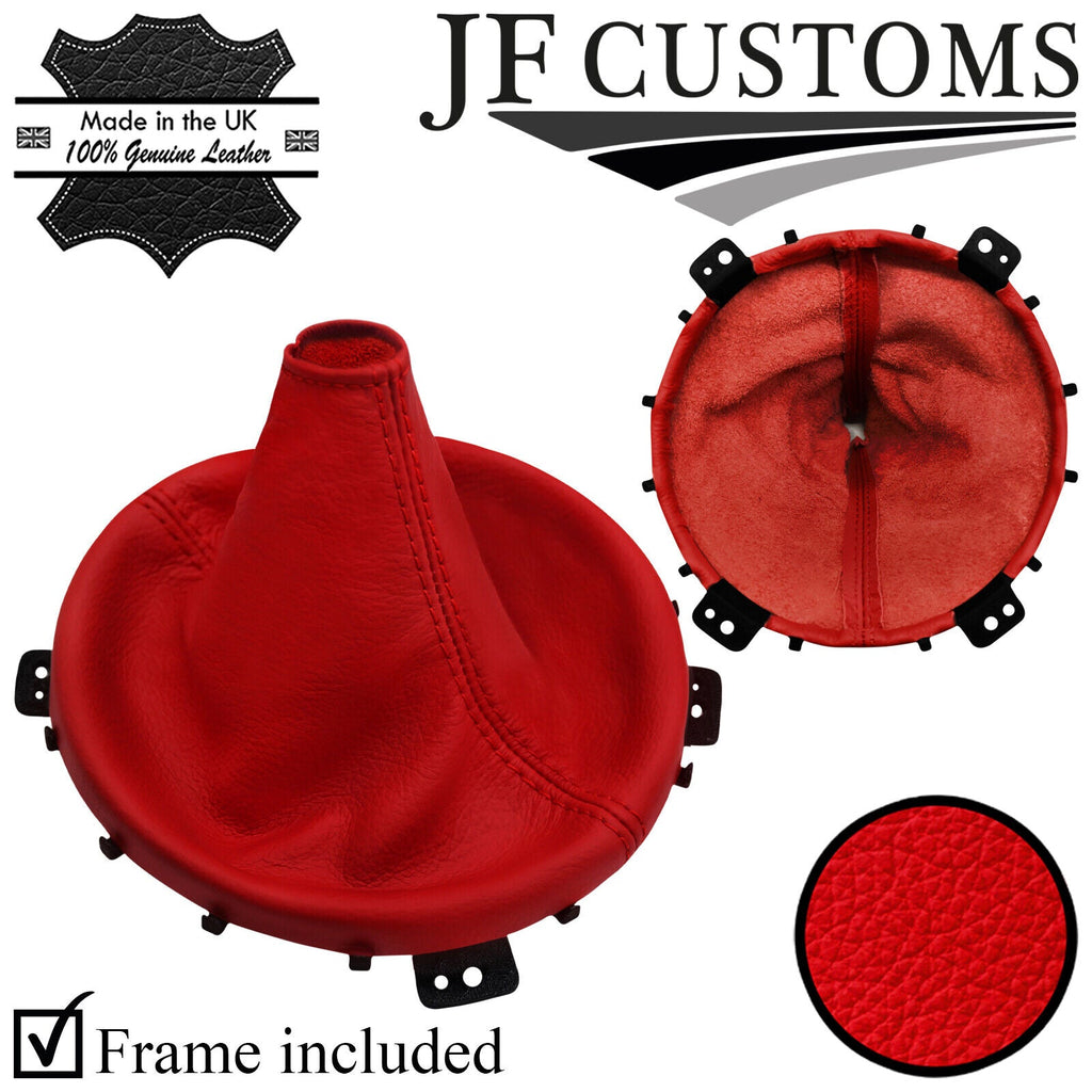 RED LEATHER GEAR GAITER + PLASTIC FRAME FOR TOYOTA GT86 SUBARU BRZ 12-18