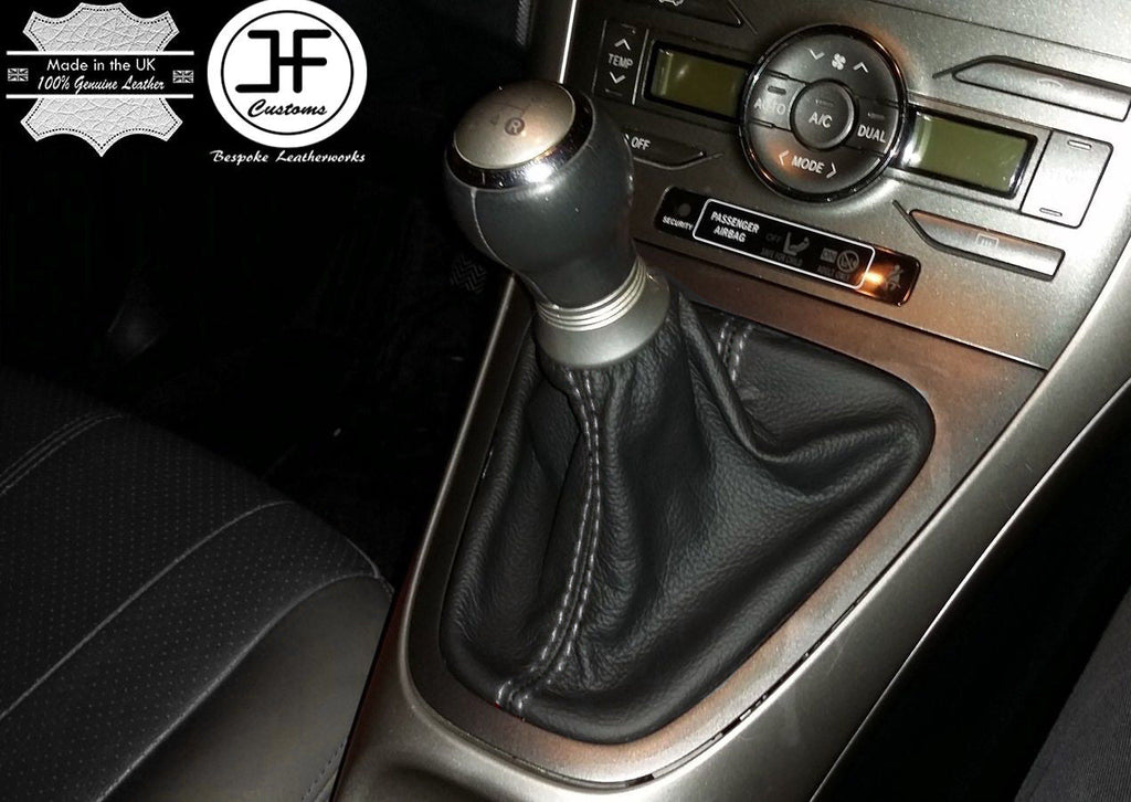 WHITE STITCH REAL LEATHER GEAR GAITER SHIFT BOOT FITS TOYOTA AURIS 2007-2011