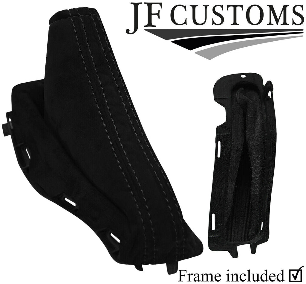BLACK STITCH LUXE SUEDE HANDBRAKE + PLASTIC FRAME FOR FORD FOCUS MK2 05-08