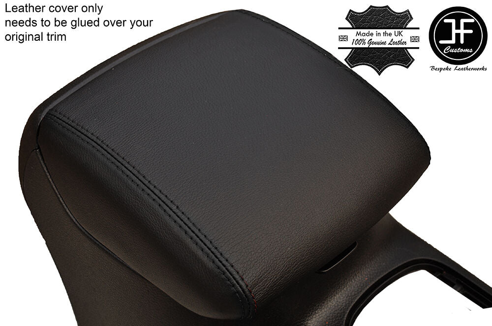 BLACK STITCHING ARMREST LID LEATHER COVER FITS NAVARA NP300 D23 2015-2017