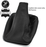 BLACK STITCH TOP GRAIN LEATHER GEAR GAITER FITS ALFA ROMEO GIULIETTA 2010-2017
