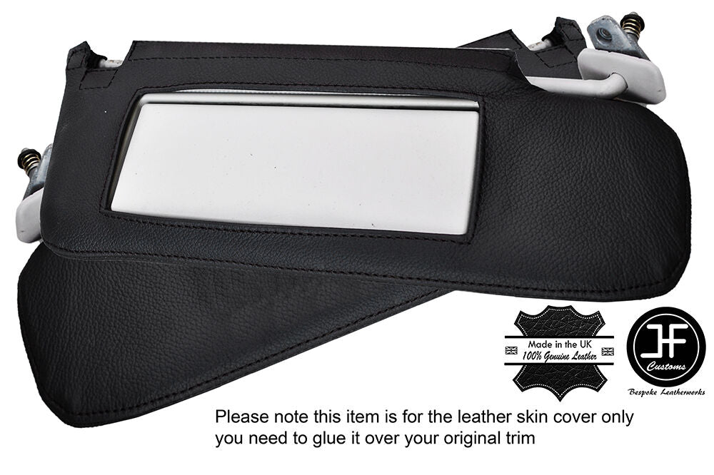 BLACK STICH 2X SUN VISORS LEATHER COVERS FITS AUDI COUPE QUATTRO S2 B3 B4 88-96