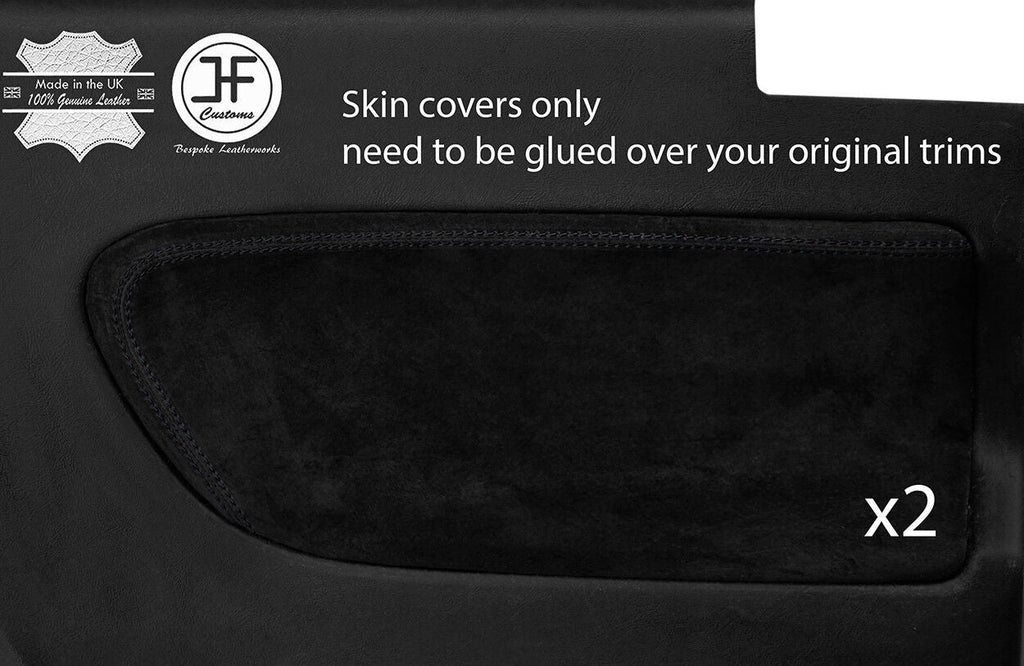 BLACK STITCH 2X REAR DOOR CARD INSERT SUEDE COVERS FOR HONDA PRELUDE MK4 92-96