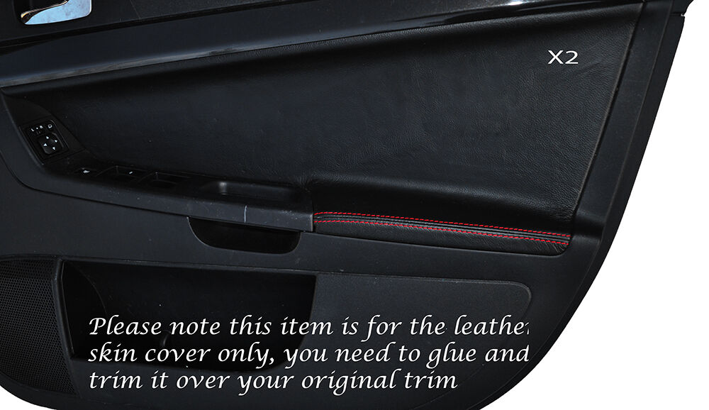 RED STITCH 2X FRONT DOOR CARD TRIM SKIN COVER FITS MITSUBISHI LANCER EVO X 10