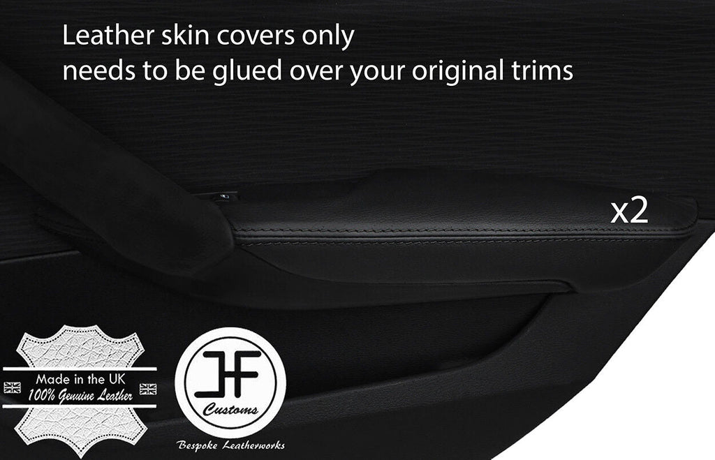 BLACK STITCH 2X REAR DOOR ARMREST LEATHER COVERS FITS BMW X1 E84 2009-2015