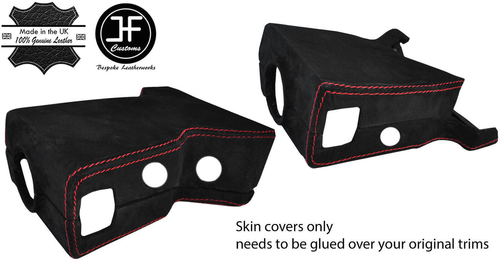RED STITCH STEERING SHROUD REAL SUEDE COVER FITS LAND ROVER DEFENDER 07-17