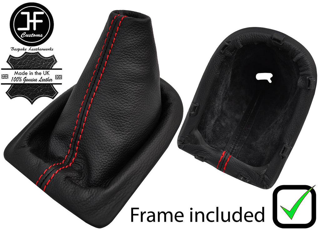 RED STITCH LEATHER MANUAL GEAR GAITER+PLASTIC FRAME FITS KIA PICANTO 08-10