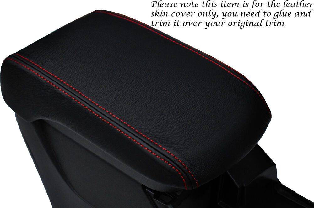 RED STITCH LEATHER ARMREST SKIN COVER FITS MITSUBISHI LANCER GS2 08-14