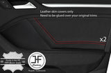 RED STICH 2X FRONT DOOR CARD TRIM LEATHER COVER FOR AUDI A3 8V 13-19 5DR DSG2