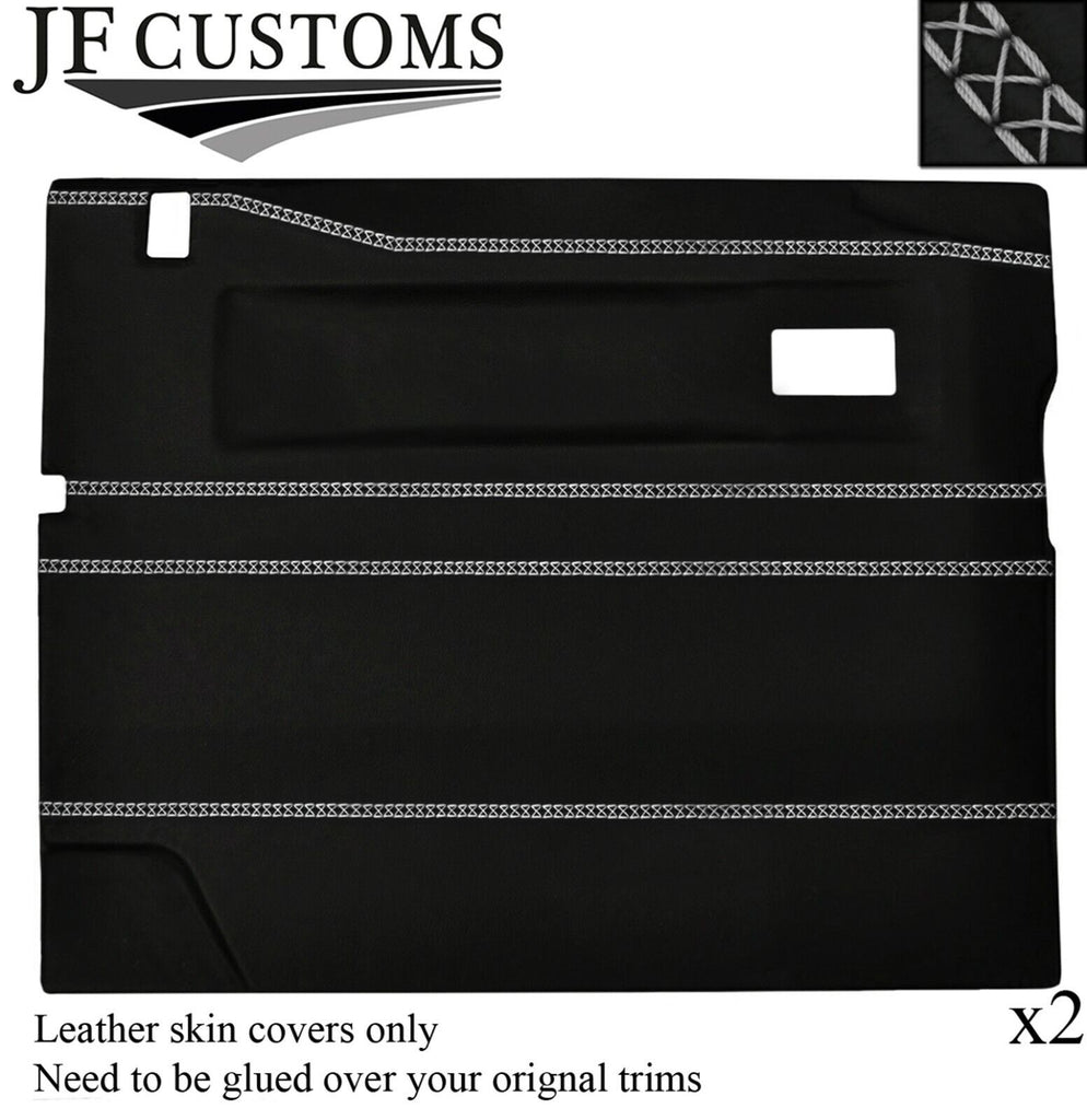 WHITE LUX-STITCH LEATHER 2X FRONT DOOR COVERS FOR LAND ROVER DEFENDER 90 110