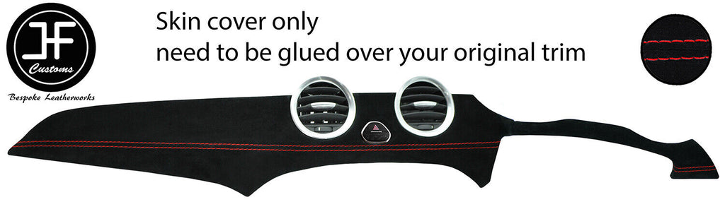 RED STITCH TWO PIECE DASH KIT TRIM SUEDE COVER FOR VAUXHALL OPEL ADAM 12-19