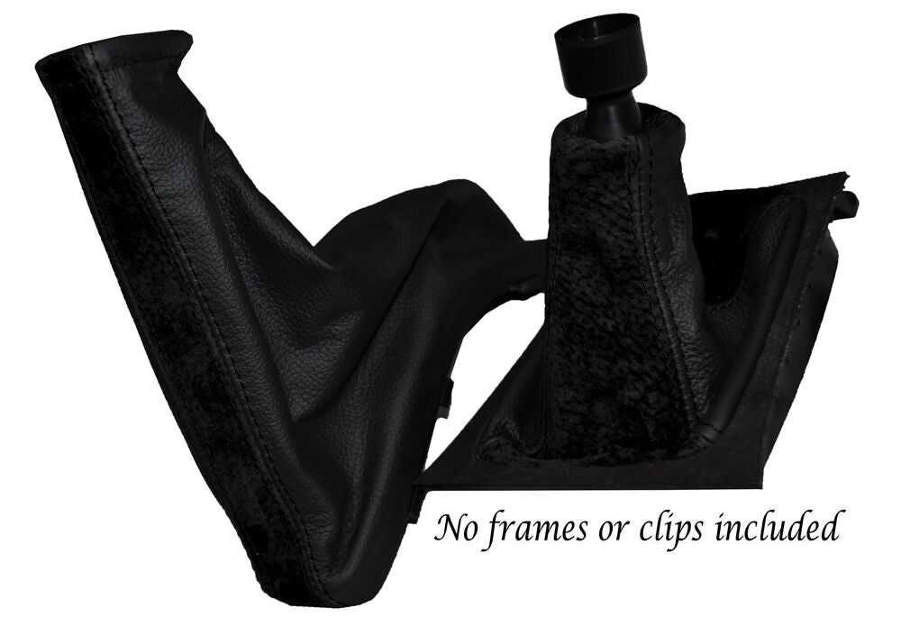 FITS ASTRA G COUPE GEAR & HANDBRAKE SET BLACK LEATHER BLACK PU SUEDE