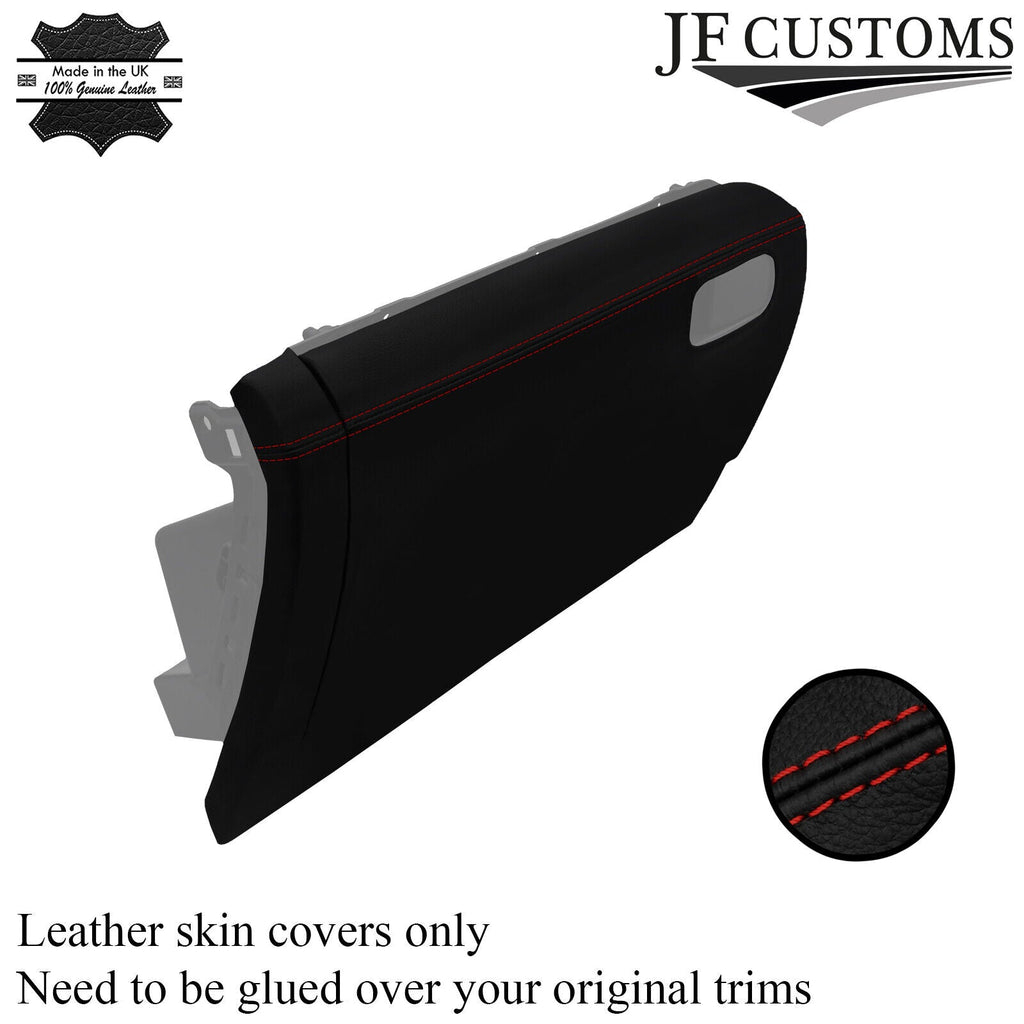 DARK RED STITCH LEATHER GLOVEBOX COVER FOR VW POLO MK6 2009-2016 CUSTOM NEW