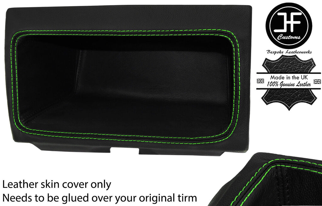 GREEN STITCH DASH CUBBY BOX LEATHER COVER FITS FORD TRANSIT MK7 2006-2013