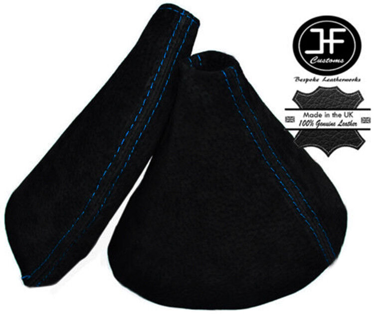 BLUE DOUBLE STITCH FOR MAZDA MX5 MK3 NC 2005-2012 SUEDE GEAR HANDBRAKE GAITER
