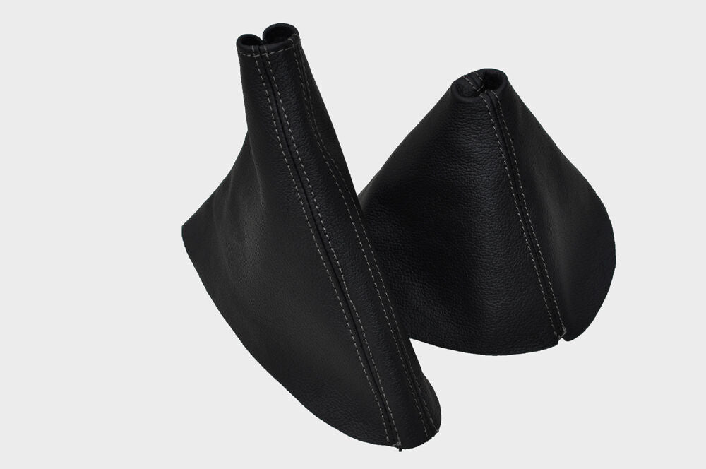 GREY DOUBLE STITCH FITS MAZDA MX5 MK3 2005-2008 LEATHER GEAR HANDBRAKE GAITER