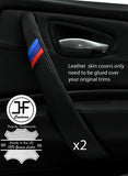 BLACK STITCH TRI STRIPE 2X REAR DOOR HANDLE TRIM LEATHER COVER FOR BMW E87 DSG 2