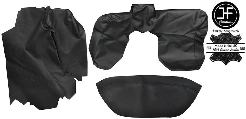 BLACK STITCH BACK PAD BACKPAD REAL LEATHER COVERS FITS PORSCHE 914 1969-1972