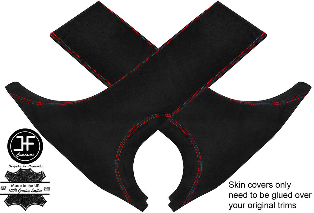RED STITCH 2X LOWER B PILLAR SUEDE COVERS FITS BMW 3 SERIES F30 F31 11-18