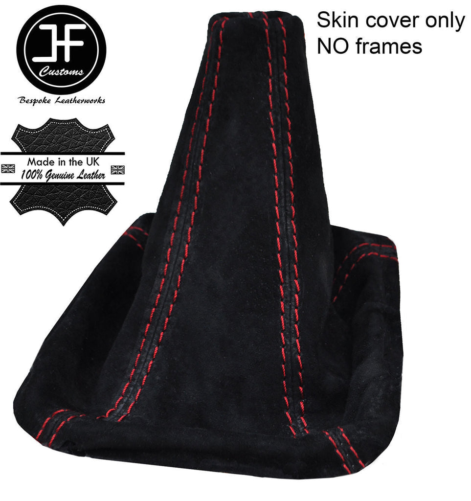 RED STITCH REAL SUEDE GEAR GAITER FITS MITSUBISHI LANCER EVO IV V VI COLT