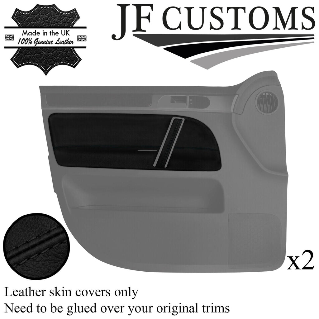 BLACK STITCH 2X FRONT DOOR CARD TRIM + HANDLE COVERS FOR VW TOUAREG 02-11 JF1