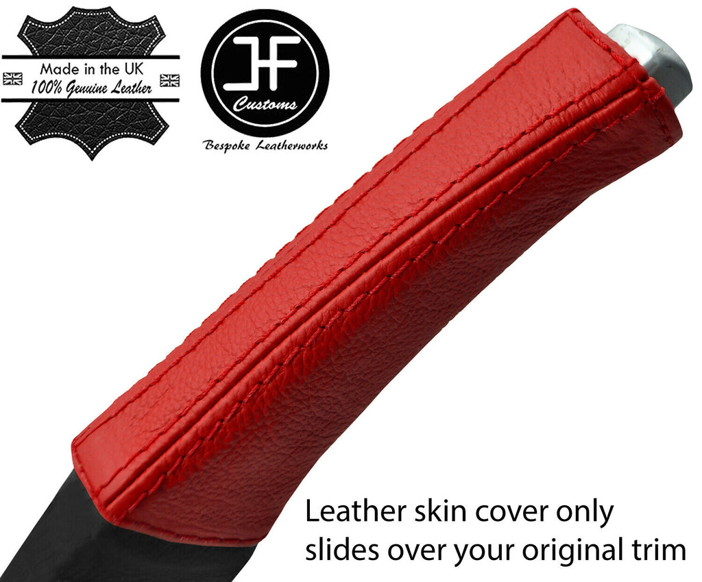 RED TOP GRAIN REAL LEATHER HANDBRAKE HANDLE COVER FOR VOLVO V70 S60 2001-2007