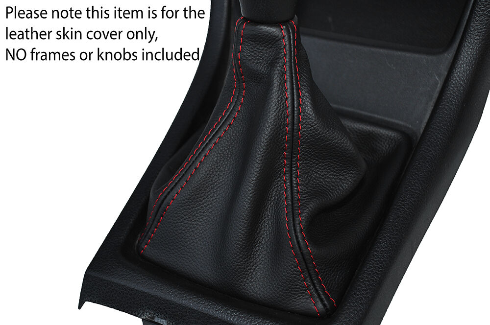 RED STITCHING MANUAL LEATHER SKIN GEAR GAITER FITS SUBARU XV 2012-2016