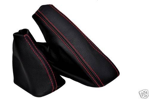 RED STITCH FITS VW GOLF MK4 4 IV BORA 98-05 LEATHER GEAR + HANDBRAKE GAITERS SET