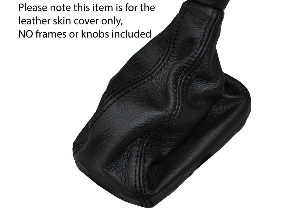 BLACK STITCHING MANUAL LEATHER SKIN GEAR GAITER FITS SUBARU LEGACY 2005-2009