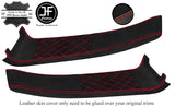 RED DIAMOND STITCH 2X DOOR SILL LEATHER+LUXE SUEDE COVER FOR LOTUS ELISE S2