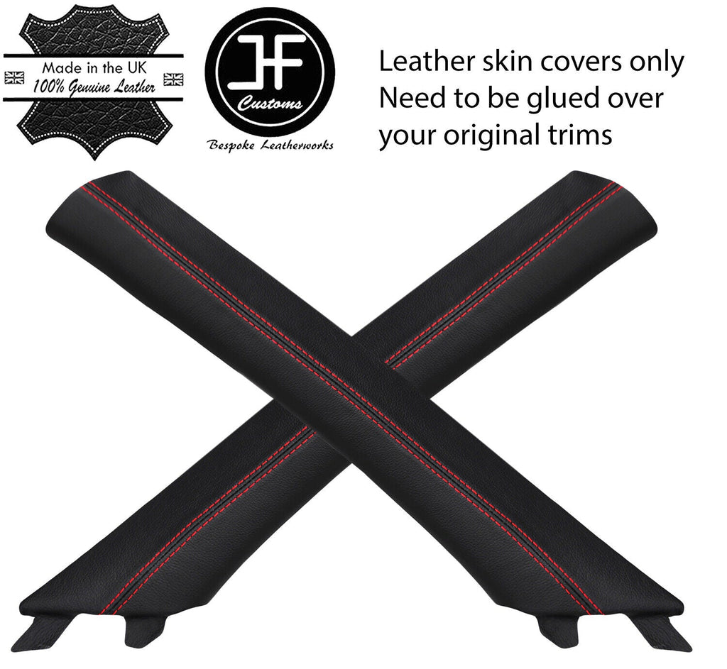 RED STITCH 2X A PILLAR TRIM REAL LEATHER COVERS FITS KIA STINGER 2017-2019