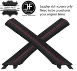 RED STITCH 2X A PILLAR TRIM REAL LEATHER COVERS FITS KIA STINGER 2017-2019
