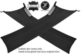 BLACK & BLACK REAL LEATHER 2X A PILLAR COVERS FOR VW T5 TRANSPORTER CARAVELLE