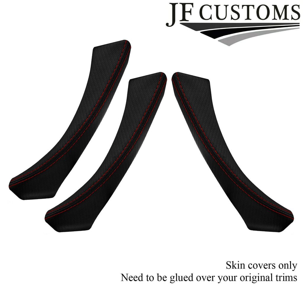 D RED STITCH CARBON VINYL 3X DOOR HANDLE COVERS FOR BMW E90 E91 E9X CUSTOM NEW