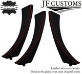 RED STITCH ITALIAN PERFORATED LEATHER 3X DOOR HANDLE COVERS FOR BMW E90 E91 E9X