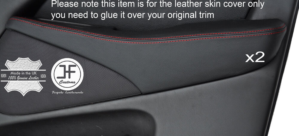 RED STITCH 2X FRONT DOOR ARMREST LEATHER COVERS FITS JAGUAR S TYPE 1999-2007