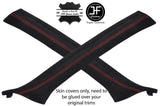 RED  STITCH 2X A PILLAR REAL SUEDE COVERS FOR BMW 3 E46 COUPE 1998-2005