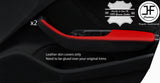 BLACK&RED 2X FRONT DOOR HANDLE ARMREST LEATHER COVER FOR AUDI A3 13-19 5 DOOR