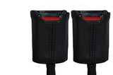 black stitch FITS MINI CLASSIC ROVER COOPER AUSTIN 2X SEAT BELT LEATHER COVERS
