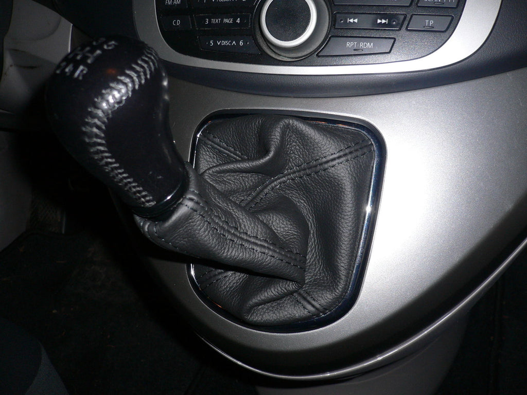 BLACK STITCH FITS MITSUBISHI GRANDIS 2004-2011 REAL LEATHER GEAR GAITER COVER