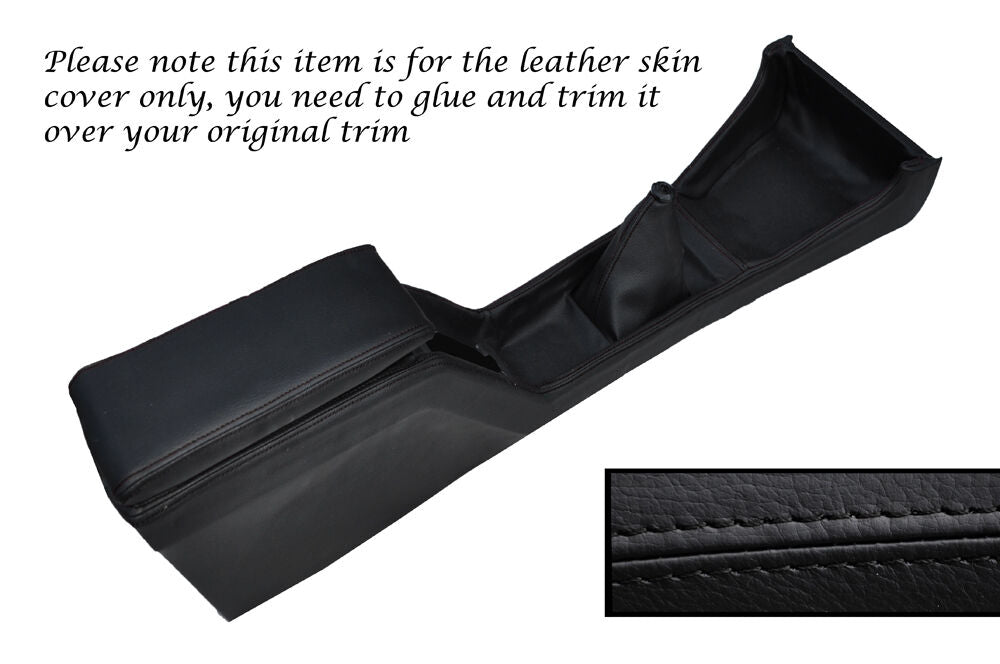 BLACK STITCH CENTRE CONSOLE+GAITER+ARMREST LEATHER COVERS FITS FORD CAPRI MK1