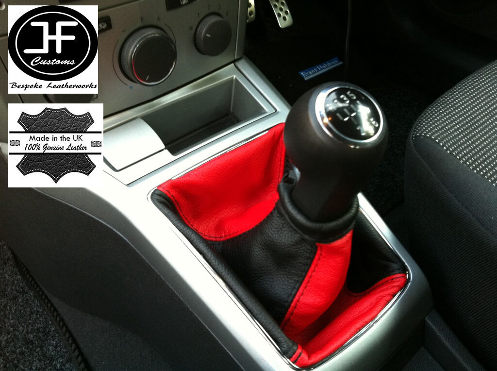 BLACK RED FITS OPEL VAUXHALL ASTRA H MK5 MKV STICK GEAR GAITER LEATHER