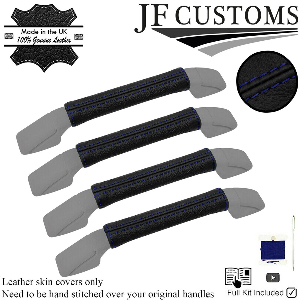 D BLUE STITCH 4X ROOF GRAB HANDLE COVER FOR LAND ROVER DISCOVERY MK2 98-04
