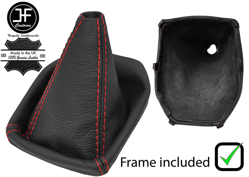 RED STITCH LEATHER GEAR GAITER WITH PLASTIC FRAME FOR FORD FIESTA MK9 13-2017