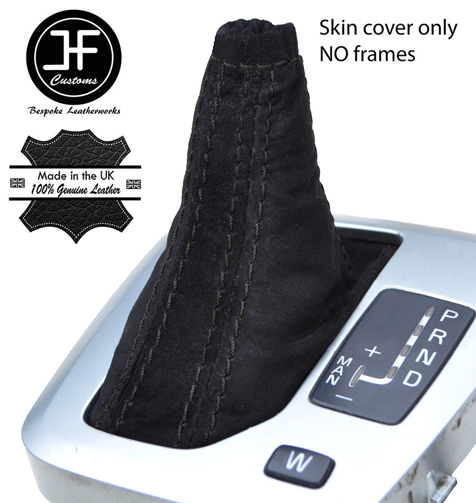 BLACK STITCHING REAL SUEDE AUTO AUTOMATIC GEAR GAITER FOR VOLVO XC90 2002-2014