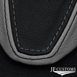 FOR MAZDA 6 MK2 08-12 L GREY & BLACK LEATHER COVERED STEERING WHEEL TRIM + FRAME