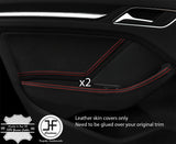 RED STCH 2X REAR DOOR CARD&HANDLE ARMREST LTHR COVER FOR AUDI A3 13-19 5 DSG2
