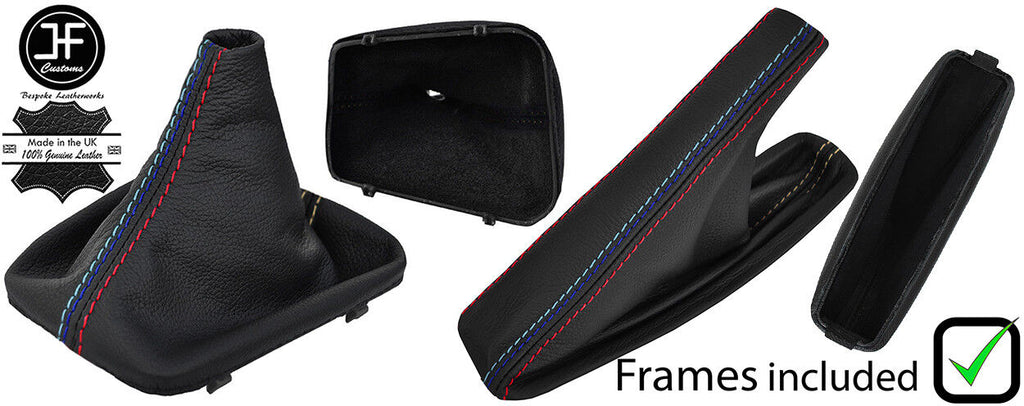 SAND & TRI STITCH LEATHER GEAR HANDBRAKE + PLASTIC FRAME FOR BMW 3 E36 91-98