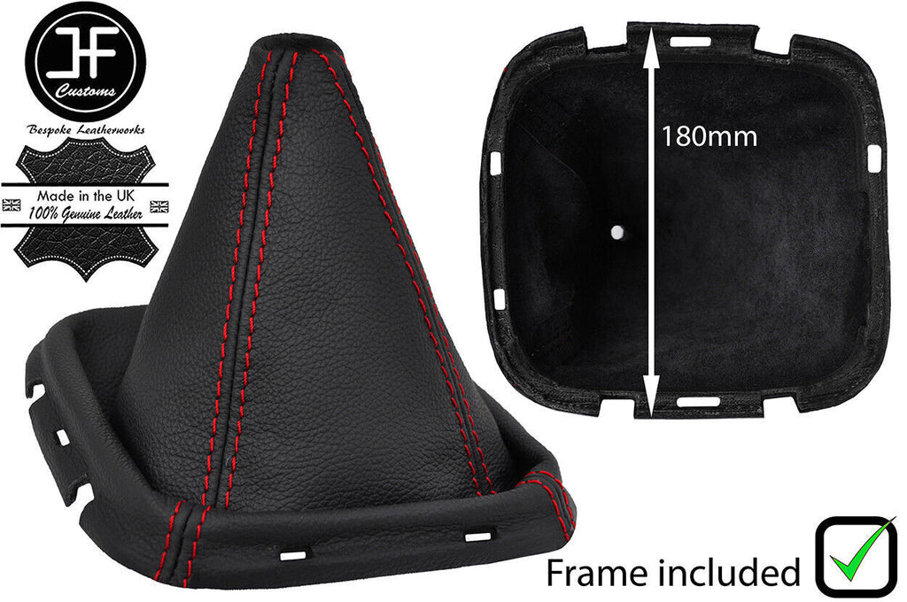 RED STITCH LEATHER GEAR GAITER + PLASTIC FRAME FITS NISSAN PATHFINDER 05-2012
