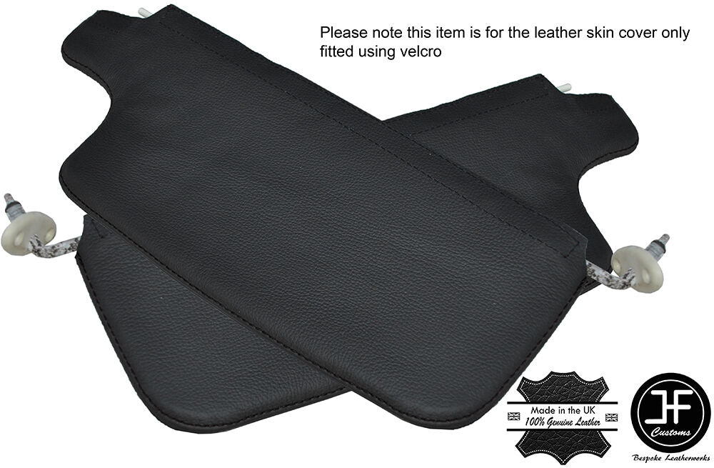 BLACK STITCHING 2X SUN VISORS LEATHER COVERS FITS VW BEETLE CLASSIC 1303